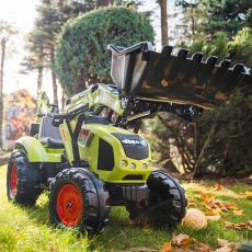 Дитячий трактор на педалях з причепом, переднім та заднім ковшами Falk 1010W CLAAS AXOS (колір - зелений)